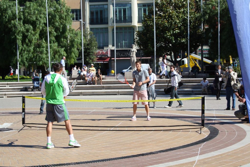 Marcos Baghdatis et Tomas Berdych jouent au Street Tennis