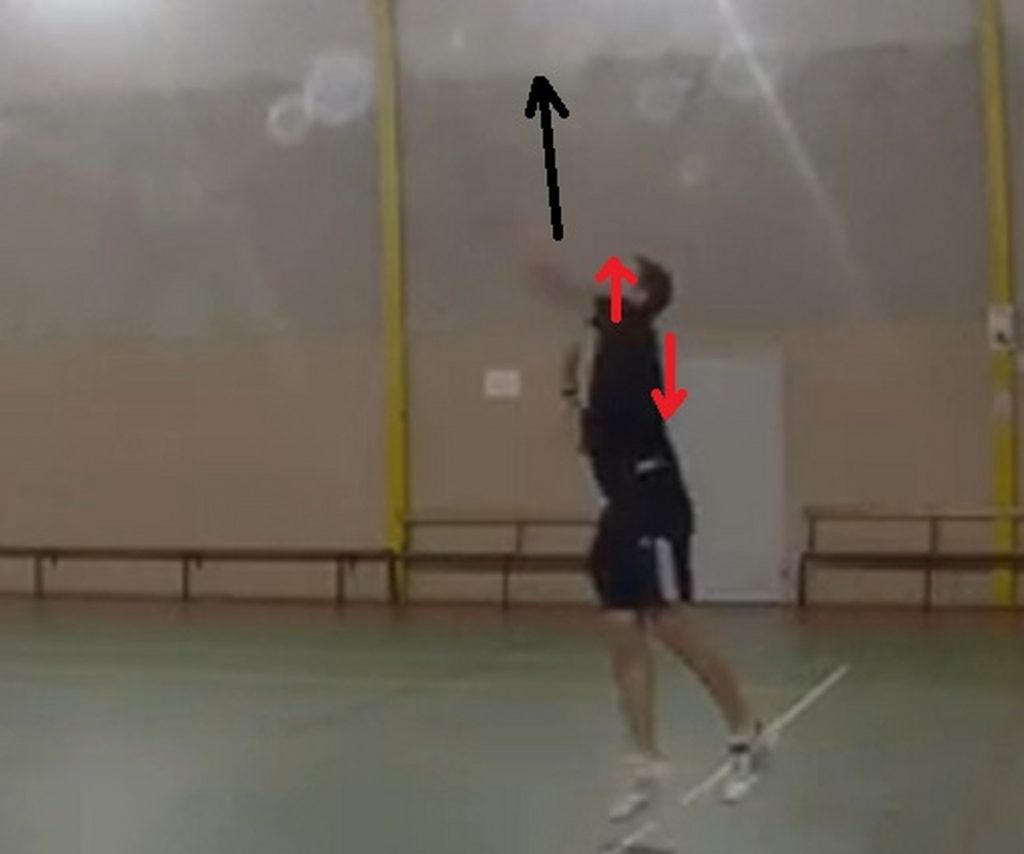 La bascule des épaules : je monte l'épaule droite en lançant la balle et la descent quand je remonte la gauche.